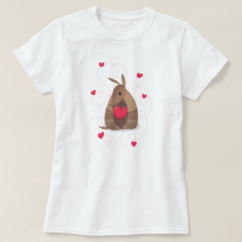 Valentines Day Heart Texas Armadillo T_Shirt