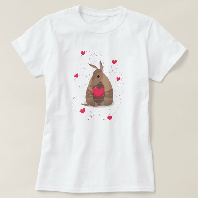 Valentine's Day Heart Texas Armadillo T-Shirt (Design Front)
