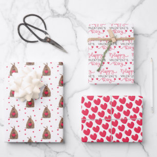 Valentine's Day Heart Texas Armadillo Wrapping Paper Sheets