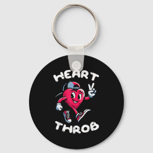 Valentines Day Heart Throb Peace Retro Groovy Boys Keychain