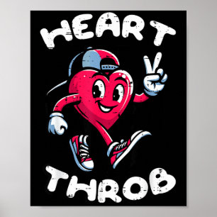Valentines Day Heart Throb Peace Retro Groovy Boys Poster