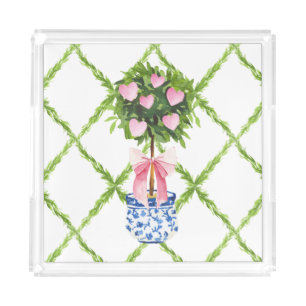 Valentine's Day Heart Topiary, Grandmillenial Acrylic Tray