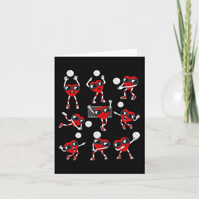 Valentines Day Heart Volleyball Player Fun Boys Gi Card (Front)