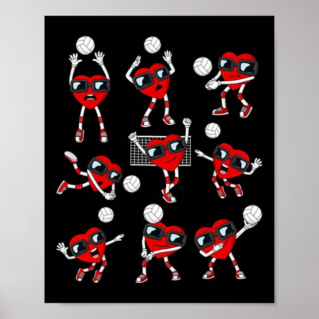 Valentines Day Heart Volleyball Player Fun Boys Gi Poster (Front)