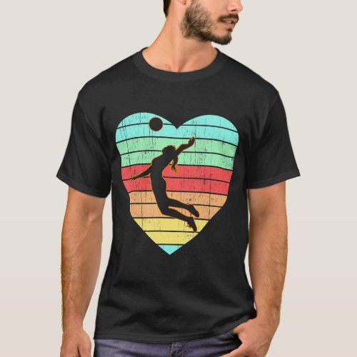 Valentines Day Heart Volleyball Player Girl T_Shirt