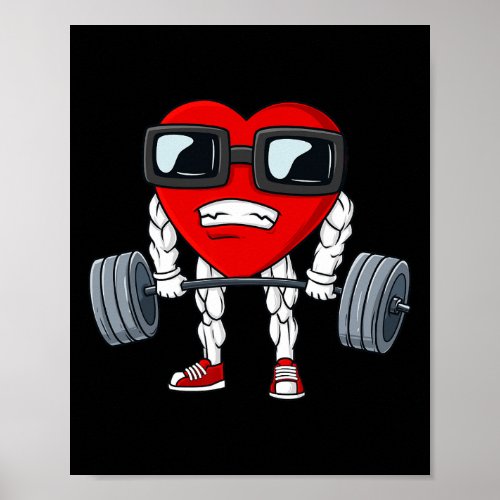 Valentines Day Heart Weightlifting Fun Deadlift Fi Poster
