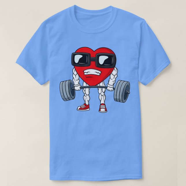 Valentines Day Heart Weightlifting Funny Deadlift  T-Shirt (Design Front)