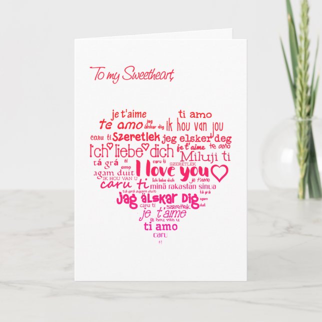 Valentine's Day Heart Word-Cloud Sweetheart Holiday Card (Front)