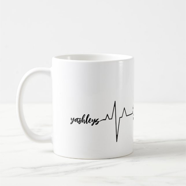 Valentine's Day Heartbeat Cute German Shepherd Coffee Mug (Left)