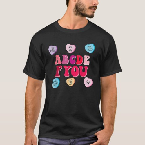 Valentines Day Hearts ABCDEFU Women Men Valentine  T_Shirt