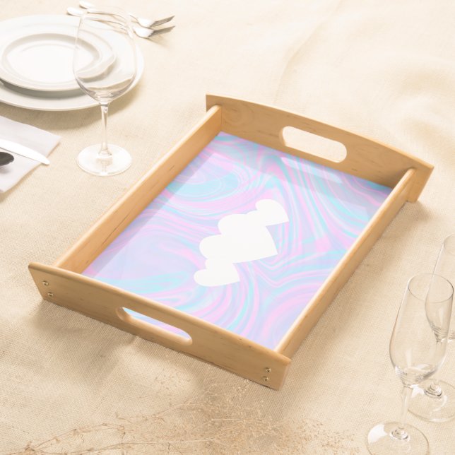 Valentines Day Hearts and Abstract Colorful Pink Serving Tray (Front)