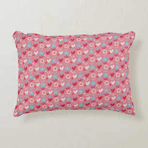 Valentines Day Hearts and Flowers Accent Pillow