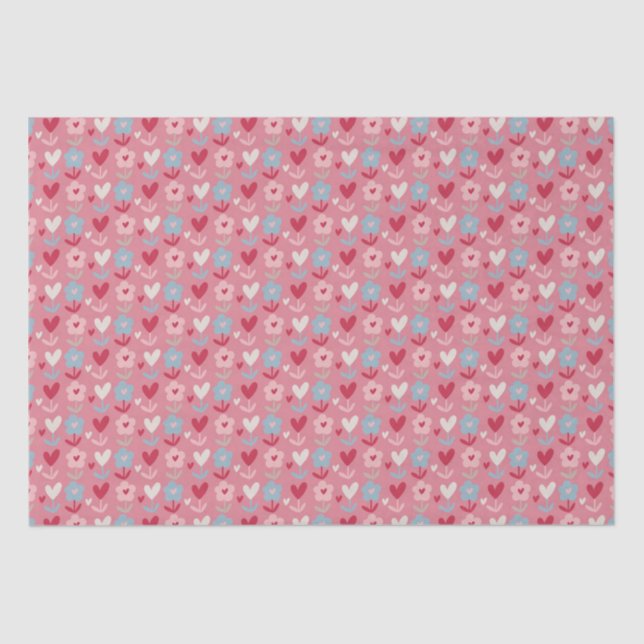 Valentines Day Hearts and Flowers   Tissue Paper (Front)