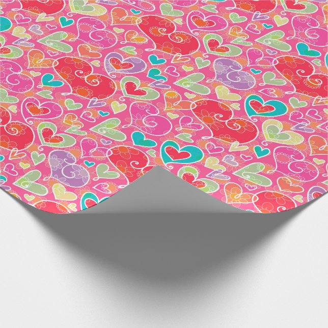 Valentine's Day Hearts and Flowers Wrapping Paper (Corner)