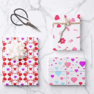 Valentine's day, hearts and love wrapping paper sheets