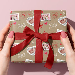 Valentine&#39;s Day Hearts and Photo Postage Wrapping  Wrapping Paper