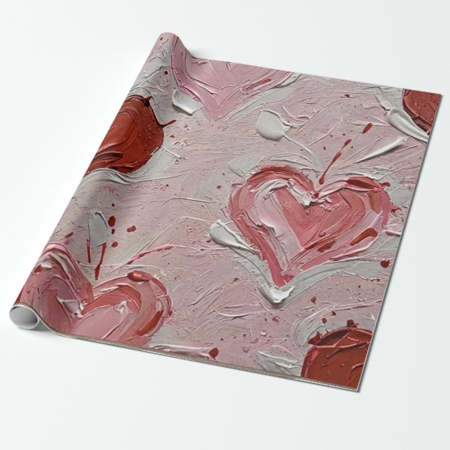 Valentine's Day Hearts Art Print Wrapping Paper (Unrolled)