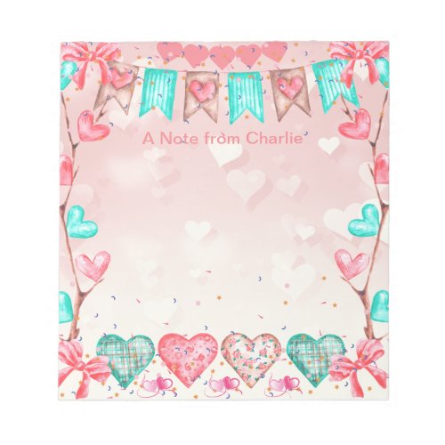 Valentines Day hearts Banner Cute and Pretty Notepad