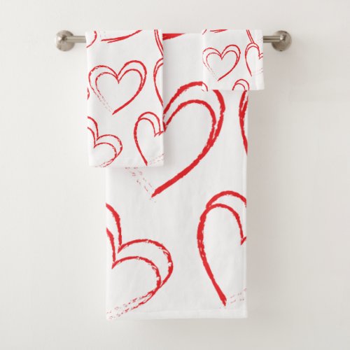 Valentines Day Hearts Bath Towel Set