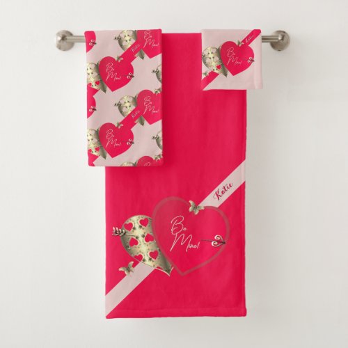 Valentines Day Hearts Bath Towel Set