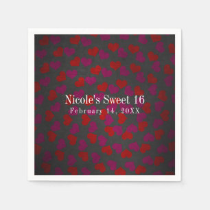 Valentine's Day Hearts Birthday Party Celebration Paper Napkins