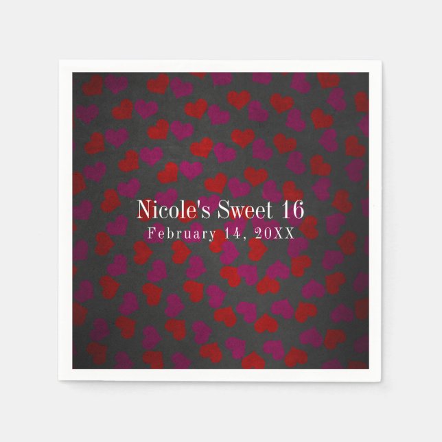 Valentine's Day Hearts Birthday Party Celebration Paper Napkins (Front)