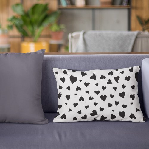 Valentines day hearts _ black and white accent pillow