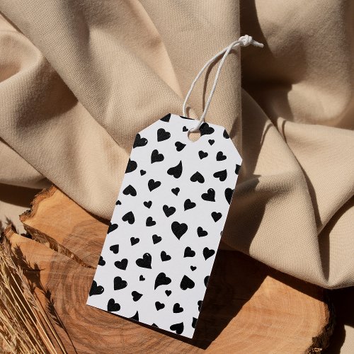 Valentines day hearts _ black and white gift tags