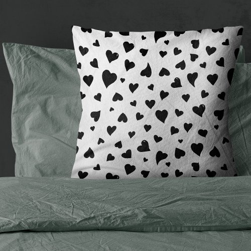 Valentines day hearts _ black and white throw pillow