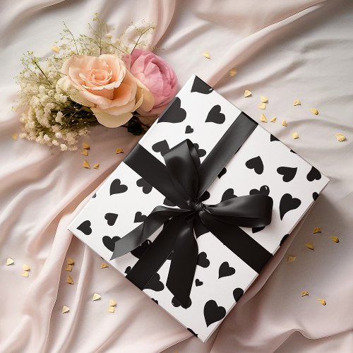 Valentines day hearts _ black and white wrapping paper sheets