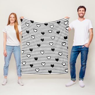 Valentines Day Hearts Black White Stripes Pattern 