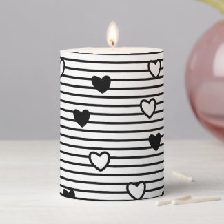 Valentines Day Hearts Black White Stripes Pattern 