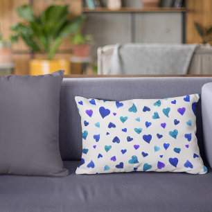 Valentine's day hearts - blue accent pillow