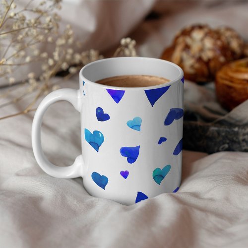 Valentines day hearts _  blue coffee mug