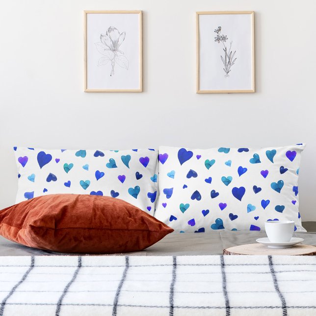 Valentine's day hearts - blue pillow case (Creator Uploaded)
