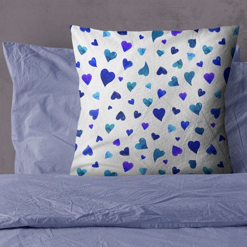 Valentines day hearts _ blue throw pillow