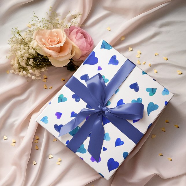 Valentine's day hearts - blue wrapping paper sheets (Creator Uploaded)