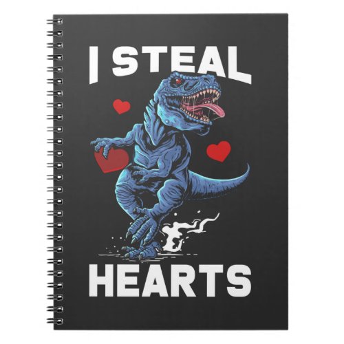 Valentines Day Hearts Boy Trex Lover Notebook