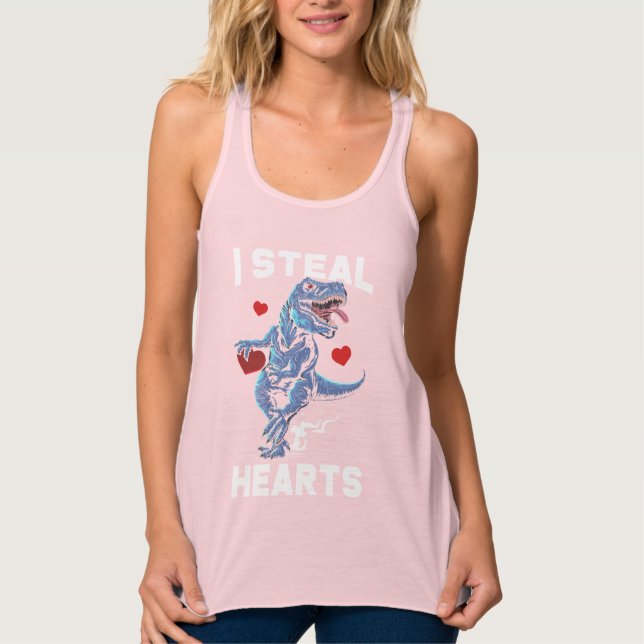 Valentines Day Hearts Boy Trex Lover Tank Top (Front)