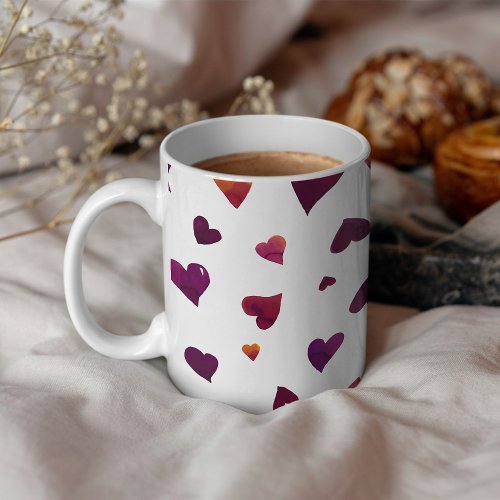 Valentines day hearts _ burgundy coffee mug