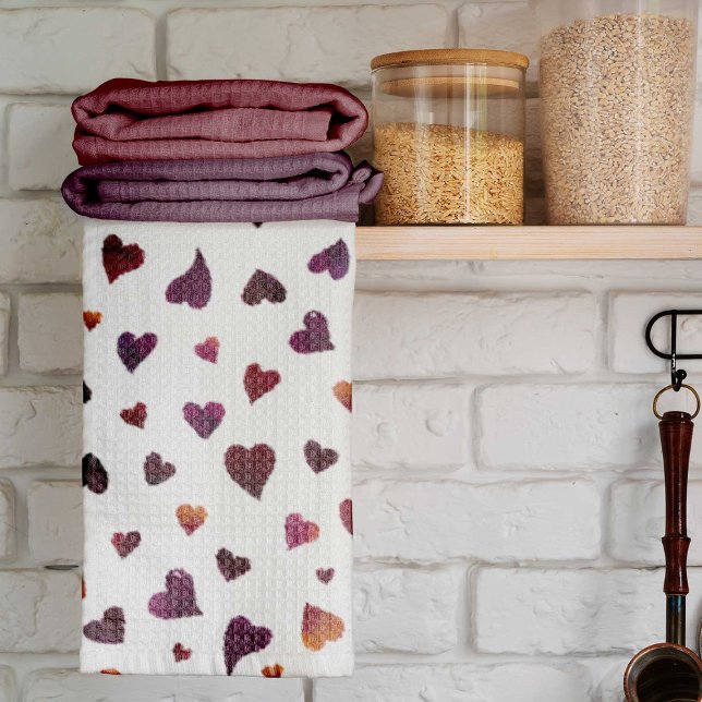 Valentine's day hearts - burgundy kitchen towel (Creator Uploaded)