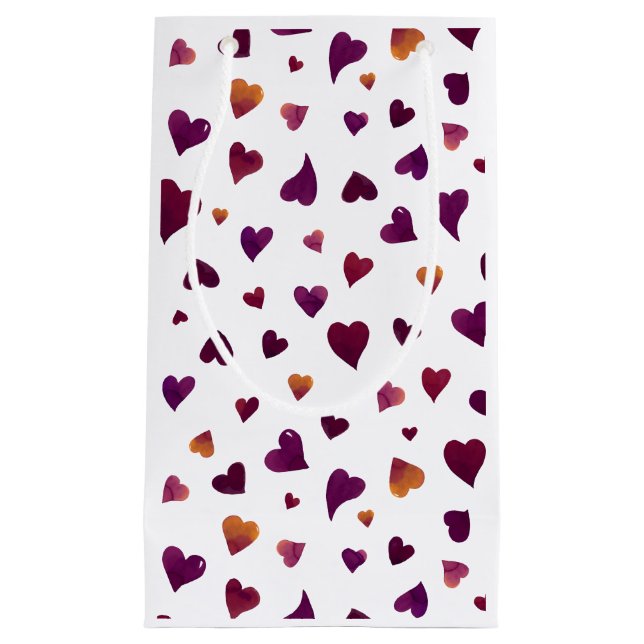Valentine's day hearts - burgundy small gift bag (Front)