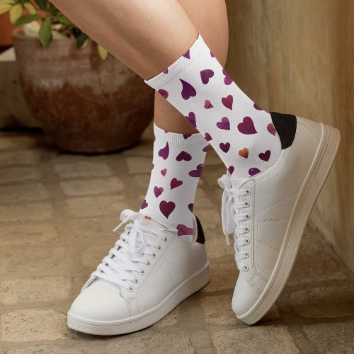 Valentines day hearts _ burgundy socks