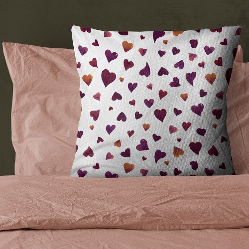 Valentines day hearts _ burgundy throw pillow