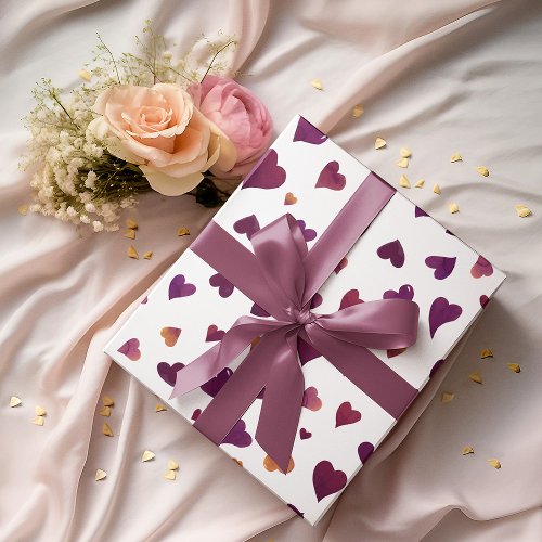 Valentines day hearts _ burgundy wrapping paper sheets