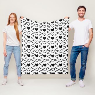 Valentines Day Hearts Chevron Black White Pattern 