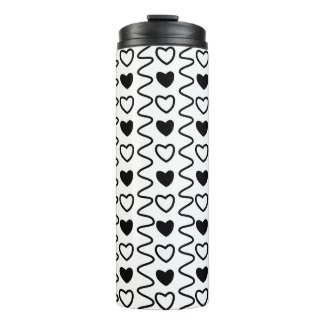 Valentines Day Hearts Chevron Black White Pattern 
