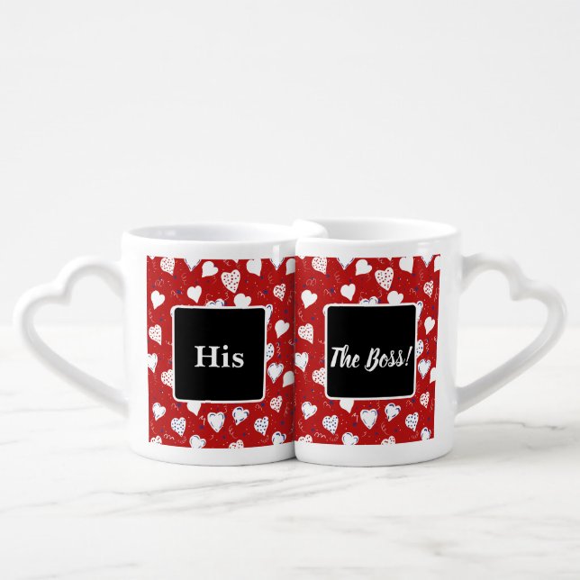❤️VALENTINES DAY HEARTS COFFEE HIS & HERS COFFEE M MUG SET (Front Nesting)