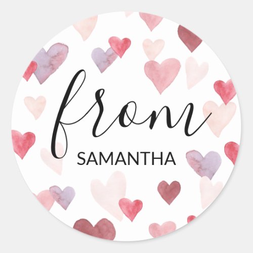 Valentines Day Hearts Custom Name Favor Sticker