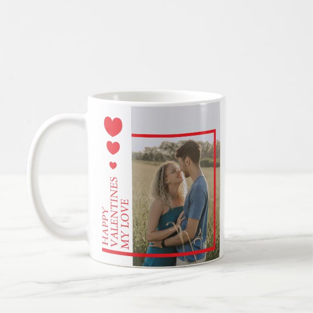 Valentines Day Hearts Custom Photo Coffee Mug (Left)
